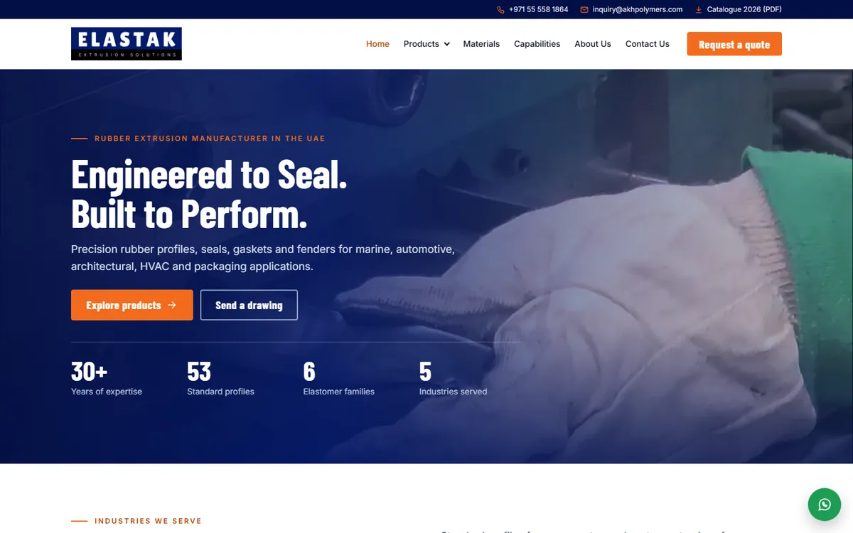 ELASTAK website, home page