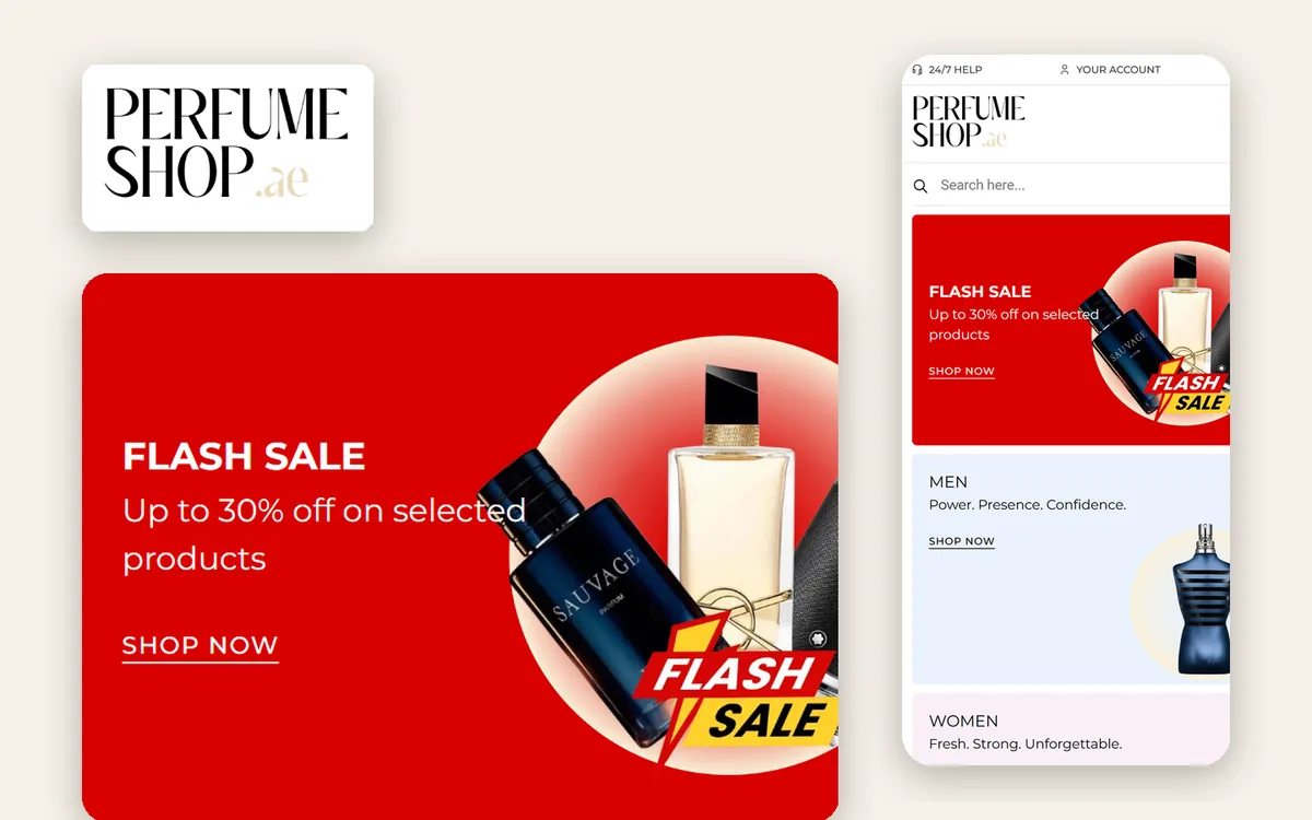 Perfume Shop website, home page