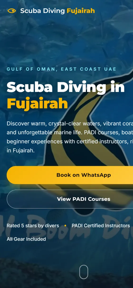 Scuba Diving Fujairah website, home page