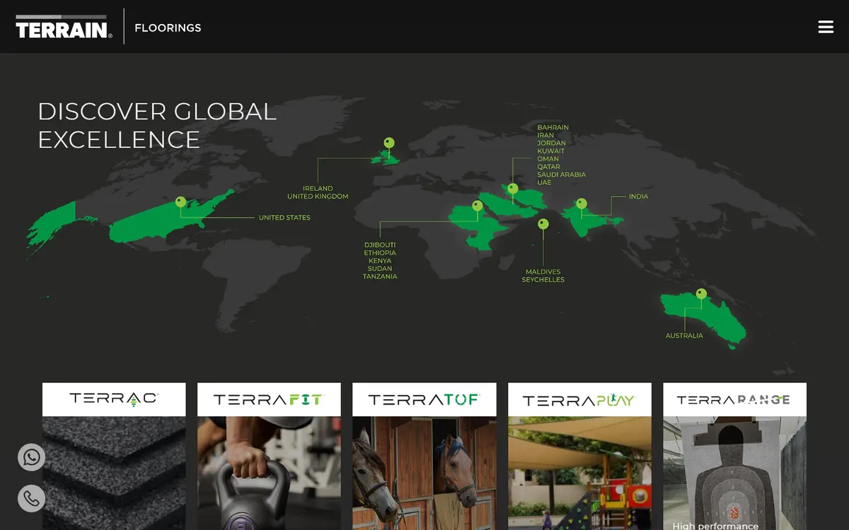 Terrain Floorings website, home page